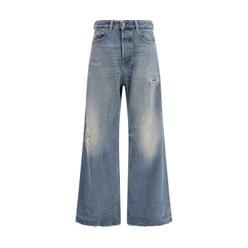 Diesel Blue Cotton Relaxed Fit Jeans