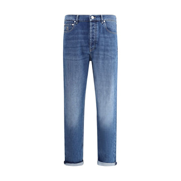 Brunello Cucinelli Blue Cotton Straight-Leg Jeans
