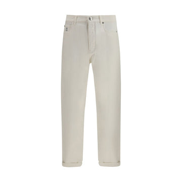 Brunello Cucinelli White Cotton Straight-Leg Jeans