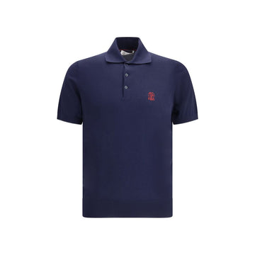 Brunello Cucinelli Blue Cotton Polo Shirt